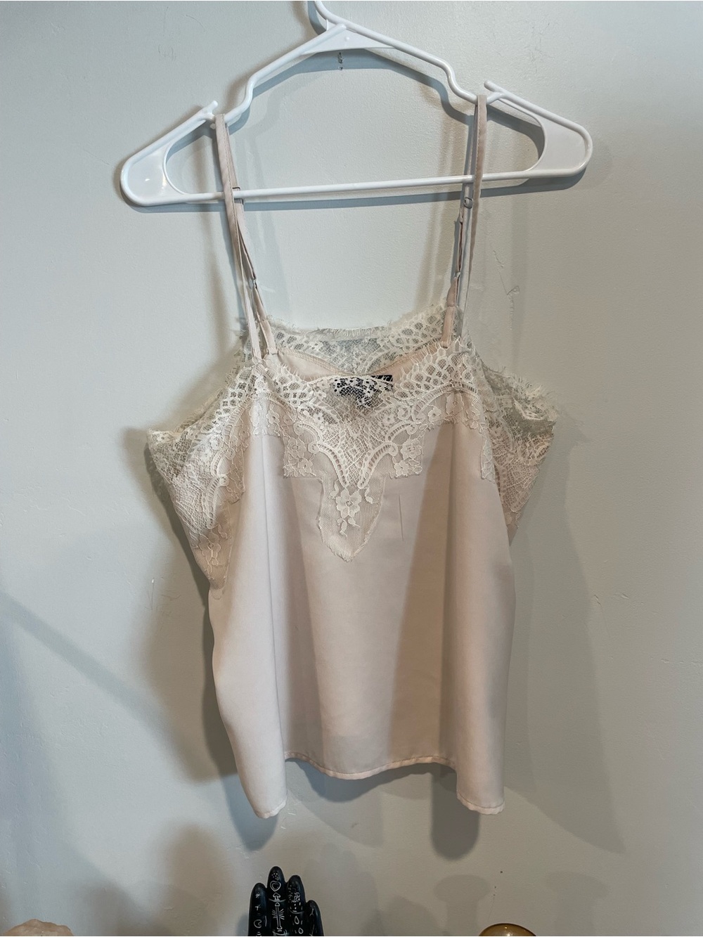 Lulu's Cream Lace-Trim Satin Cami